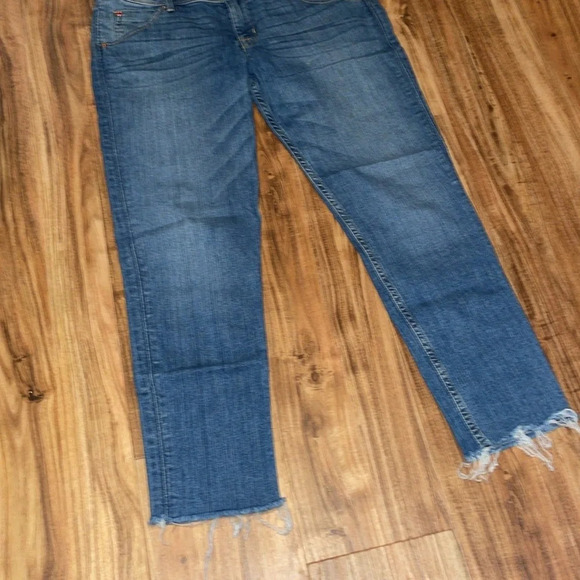 Hudson women’s jeans 30 crop ankle Collin blue distressed stretch pockets button - Picture 3 of 7